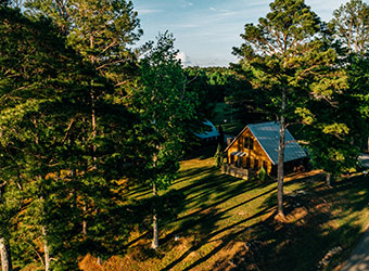 Aerial view of cabins
